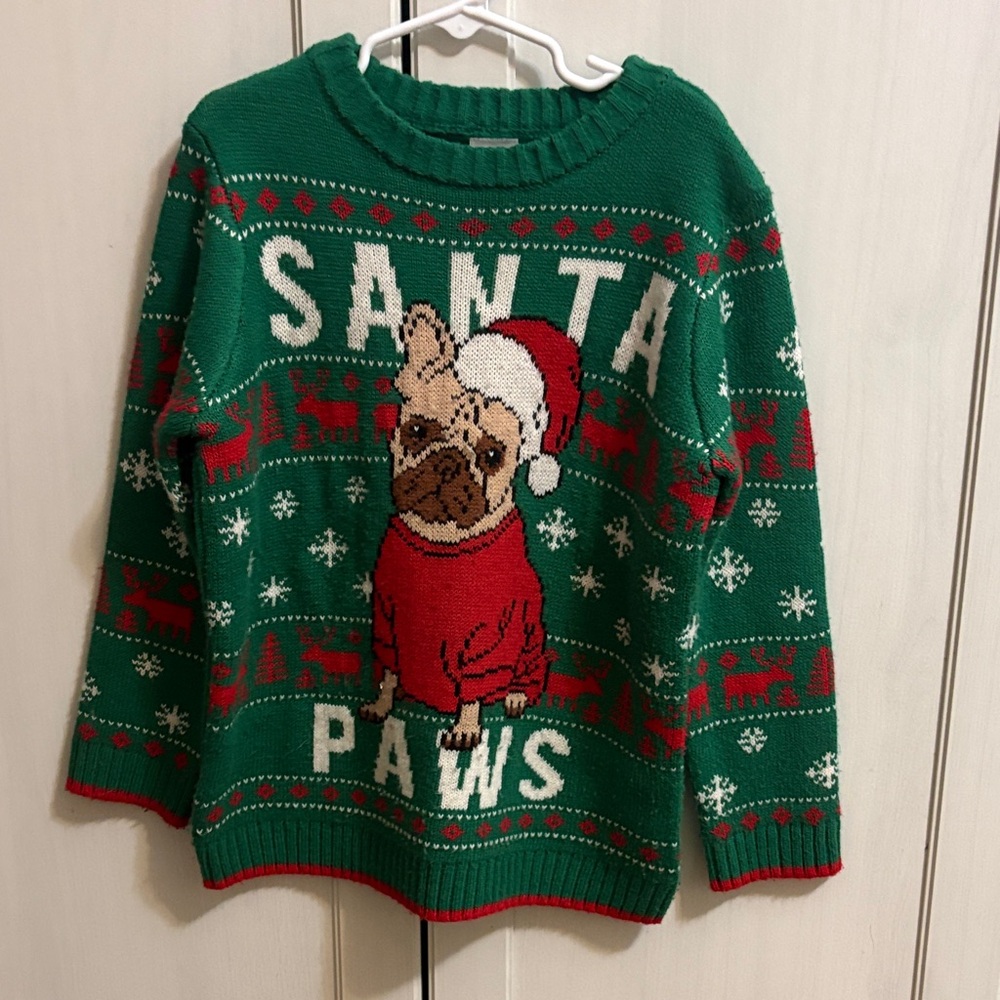 Holiday Time Green Festive Dog Sweater
